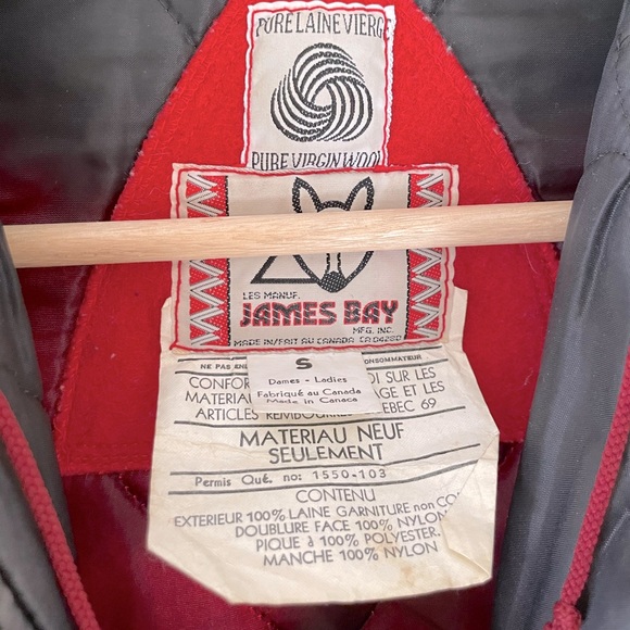 Red James Bay Preowned Wool Parka with Inuit Pocket Details - Picture 4 of 4